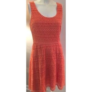 Donna Morgan Fit and Flare Orange Lace Sun Dress (Size 16)